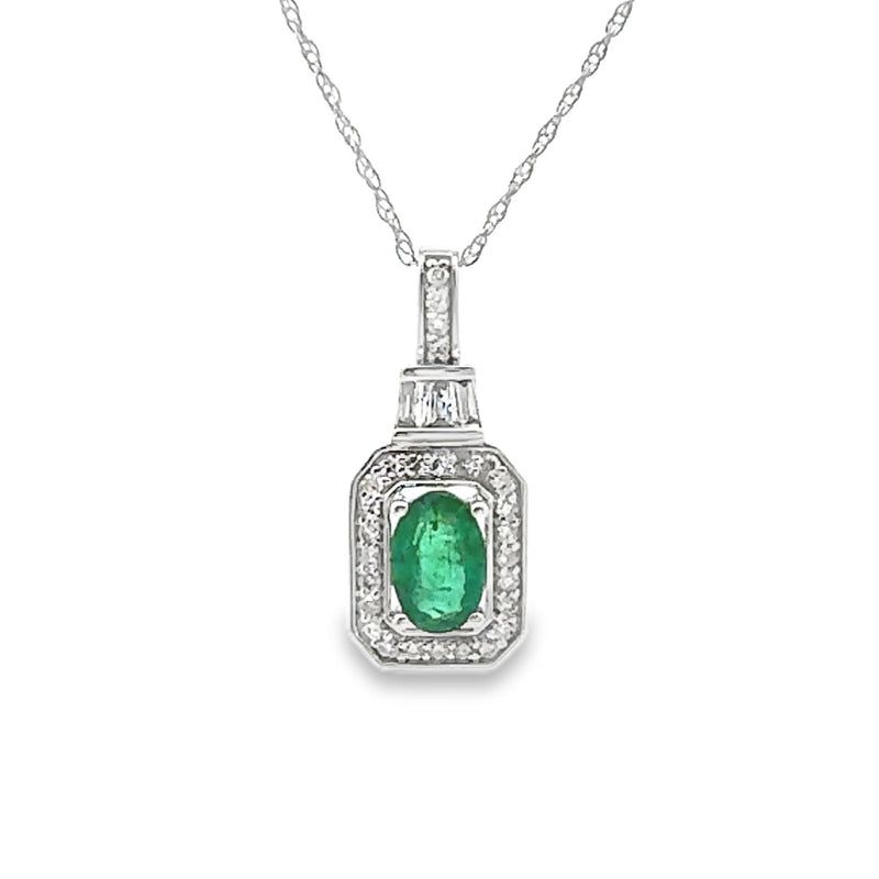 Bids.com .57ct Emerald Diamond Fashion Pendants 14KT White Gold Pendants