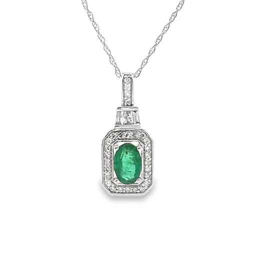 Bids.com .57ct Emerald Diamond Fashion Pendants 14KT White Gold Pendants