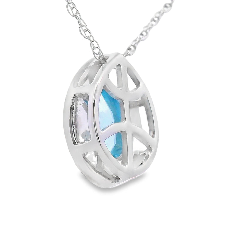 Bids.com Blue Topaz Diamond Fashion Pendants 10KT White Gold Pendants