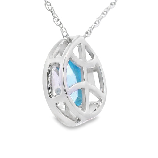 Bids.com Blue Topaz Diamond Fashion Pendants 10KT White Gold Pendants White Smoke 18