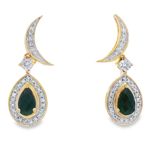 Bids.com .55ct Onyx Diamond Dangle Earrings 10KT Yellow Gold Earrings
