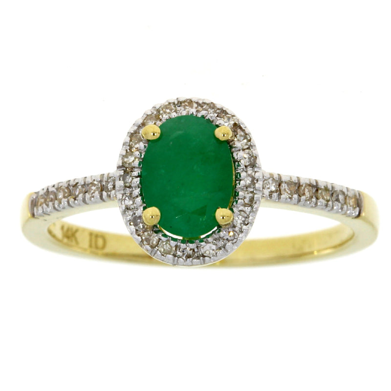 Bids.com .94ct Emerald Diamond Ring 14KT Yellow Gold Rings
