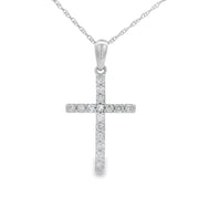 Bids.com .19ct Diamond Cross Religious Pendant 14KT White Gold Pendants