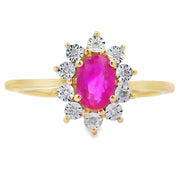 Bids.com .63ct Ruby Diamond Ring 10KT Yellow Gold Rings