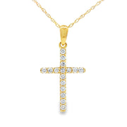 Bids.com .19ct Diamond Cross Religious Pendant 14KT Yellow Gold Pendants