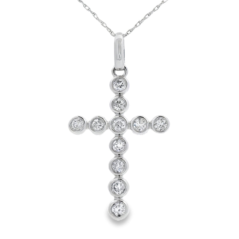 Bids.com .50ct Diamond Cross Religious Pendant 14KT White Gold Pendants