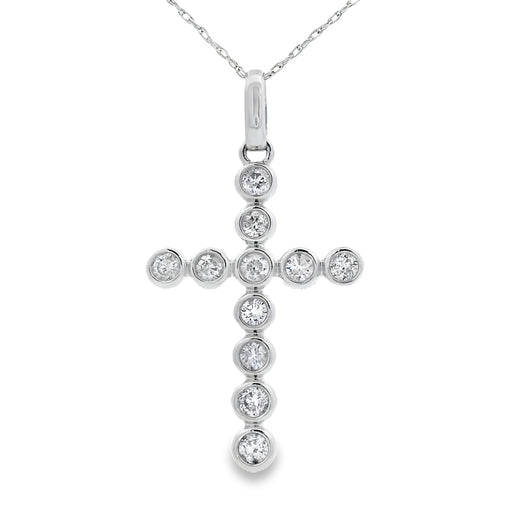 Bids.com .50ct Diamond Cross Religious Pendant 14KT White Gold Pendants