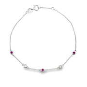 Bids.com .17ct Ruby Diamond Bracelet 14KT White Gold Bracelets