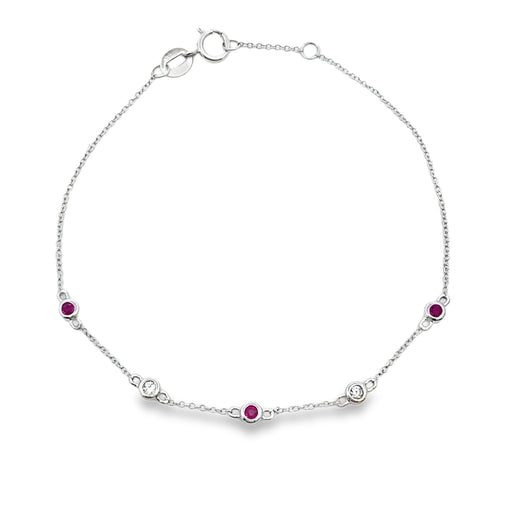 Bids.com .17ct Ruby Diamond Bracelet 14KT White Gold Bracelets