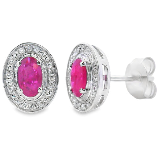 Bids.com .73ct Ruby Diamond Earrings 10KT White Gold Earrings