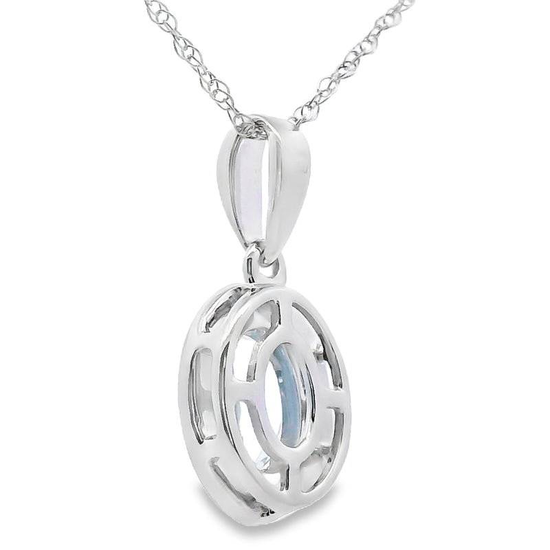 Bids.com Aquamarine Diamond Fashion Pendants 10KT White Gold Pendants