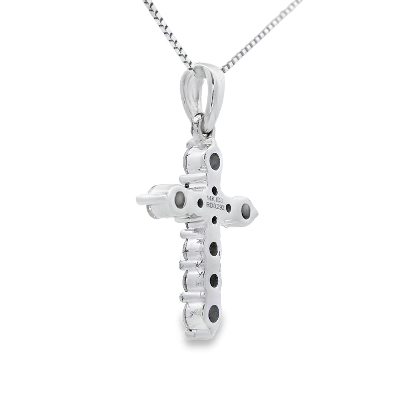 Bids.com .30ct Diamond Cross Religious Pendant 14KT White Gold Pendants