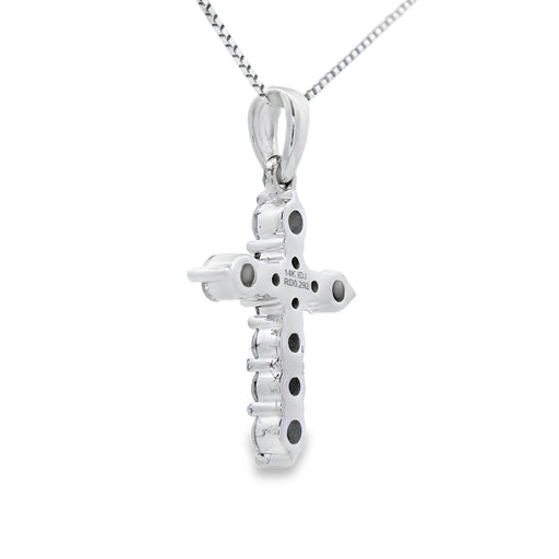 Bids.com .30ct Diamond Cross Religious Pendant 14KT White Gold Pendants
