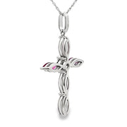 Bids.com Ruby Diamond Cross Religious Pendant 10KT White Gold Pendants