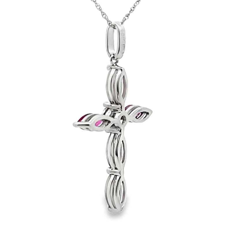 Bids.com Ruby Diamond Cross Religious Pendant 10KT White Gold Pendants