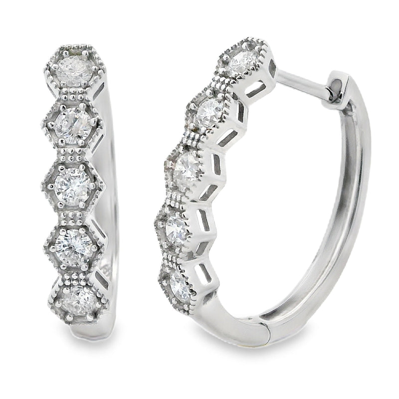Bids.com .50ct Diamond Hoop Earrings 14KT White Gold Earrings