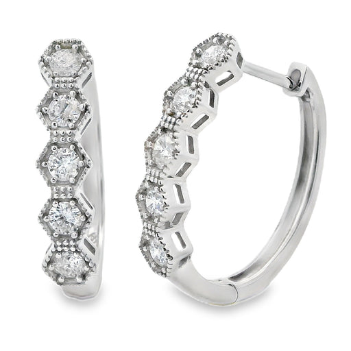 Bids.com .50ct Diamond Hoop Earrings 14KT White Gold Earrings