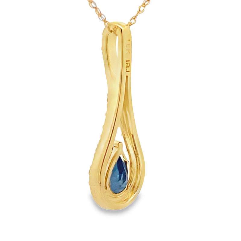 Bids.com Sapphire Diamond Fashion Pendants 10KT Yellow Gold Pendants