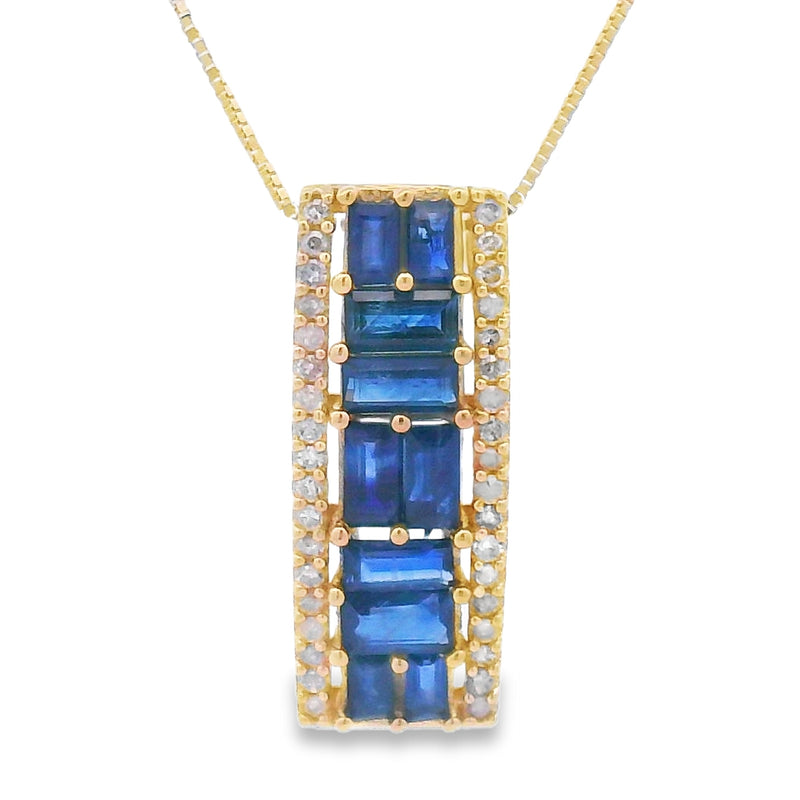 Bids.com Sapphire Diamond Fashion Pendants 14KT Yellow Gold Pendants