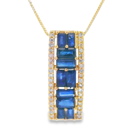 Bids.com Sapphire Diamond Fashion Pendants 14KT Yellow Gold Pendants