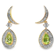 Bids.com .52ct Peridot Diamond Dangle Earrings 10KT Yellow Gold Earrings