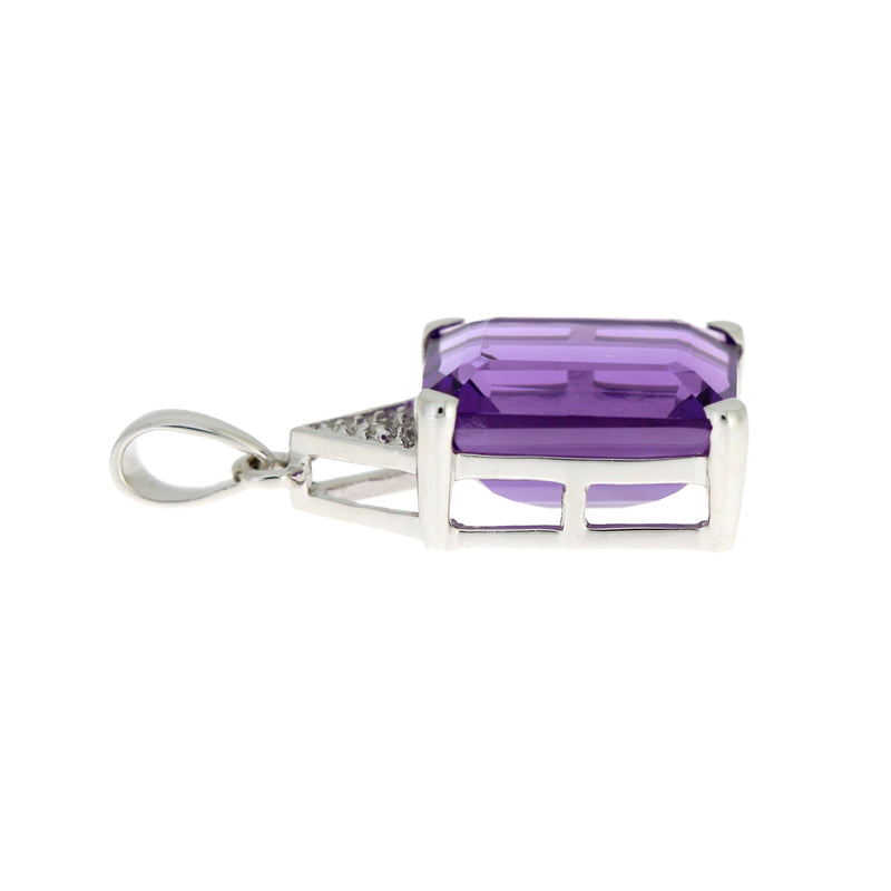 Bids.com Amethyst Diamond Fashion Pendants 10KT White Gold Pendants