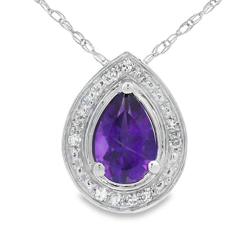 Bids.com .37ct Amethyst Diamond Fashion Pendants 10KT White Gold Pendants