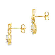 Bids.com Aquamarine Diamond Dangle Earrings 10KT Yellow Gold Earrings