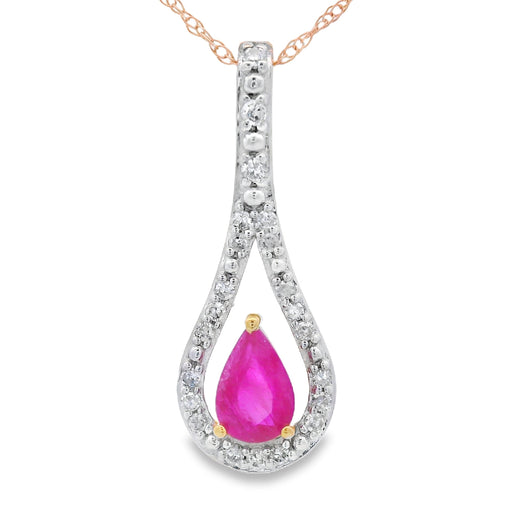 Bids.com .48ct Ruby Diamond Fashion Pendants 10KT Yellow Gold Pendants