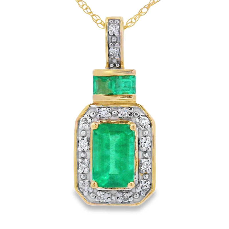 Bids.com .64ct Emerald Diamond Fashion Pendants 14KT Yellow Gold Pendants