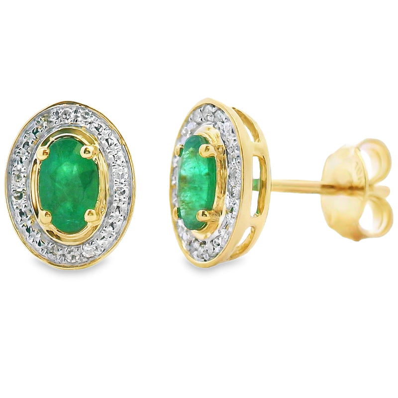 Bids.com .38ct Emerald Diamond Earrings 10KT Yellow Gold Earrings