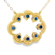 Bids.com Sapphire Diamond Fashion Pendants 14KT Yellow Gold Pendants