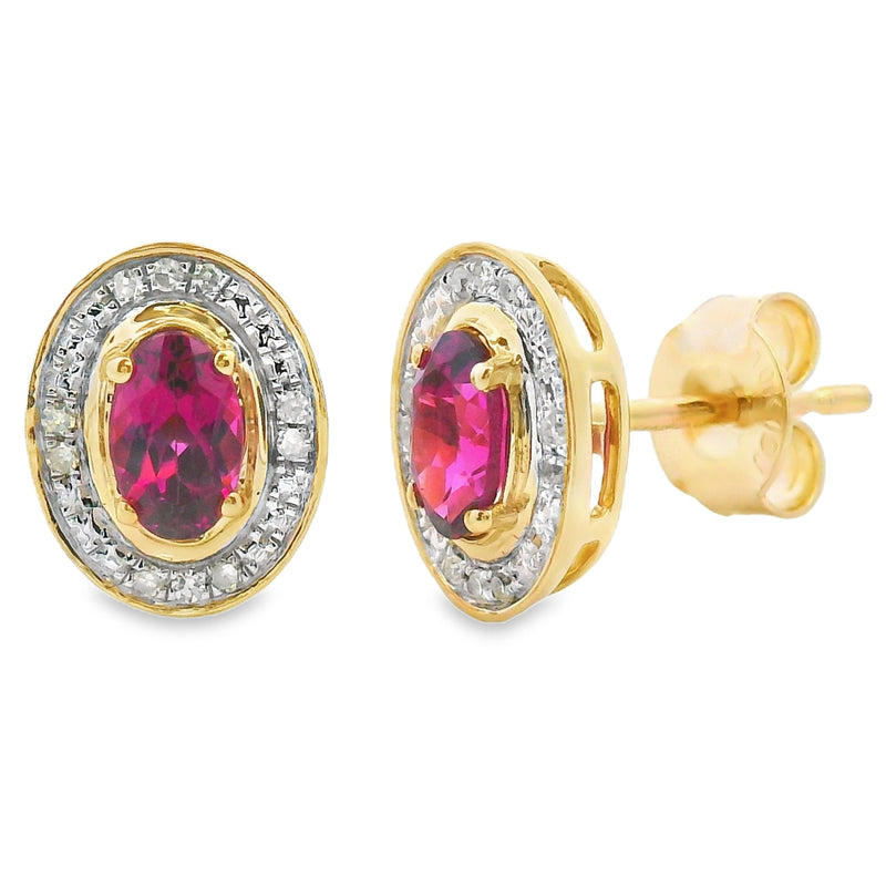 Bids.com .67ct Garnet Diamond Earrings 10KT Yellow Gold Earrings
