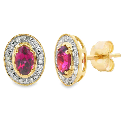 Bids.com .67ct Garnet Diamond Earrings 10KT Yellow Gold Earrings