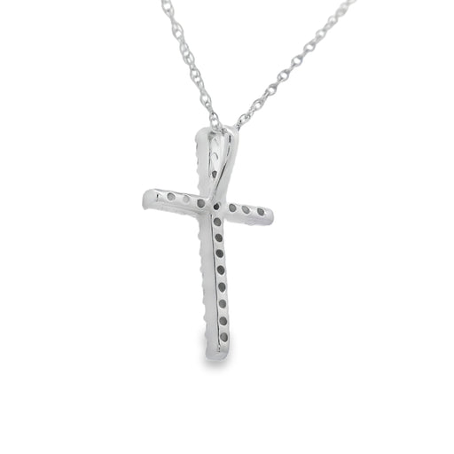 Bids.com .10ct Diamond Cross Religious Pendant 14KT White Gold Pendants