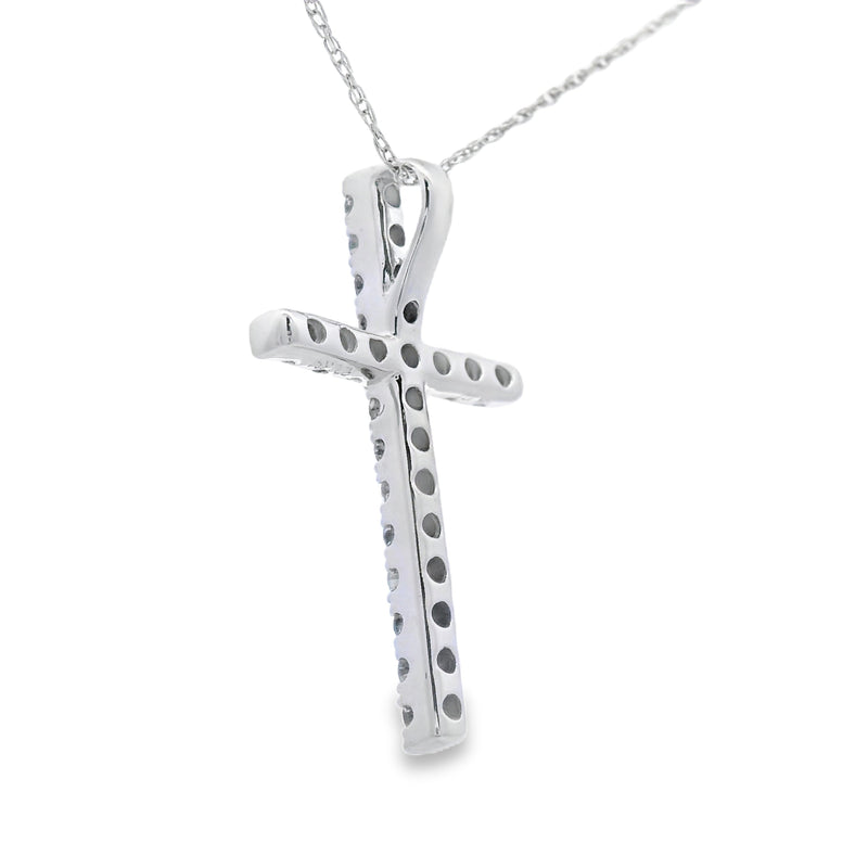 Bids.com .33ct Diamond Cross Religious Pendant 14KT White Gold Pendants