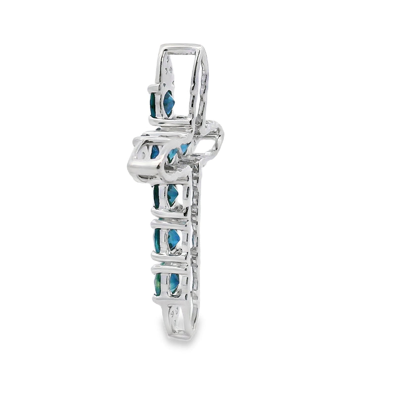 Bids.com 1.68ct Sapphire Cross Religious Pendant 14KT White Gold Pendants