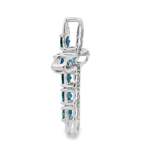 Bids.com 1.68ct Sapphire Cross Religious Pendant 14KT White Gold Pendants
