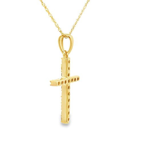 Bids.com .19ct Diamond Cross Religious Pendant 14KT Yellow Gold Pendants