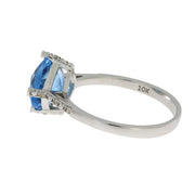 Bids.com 1.20ct Blue Topaz Diamond Ring 10KT White Gold Rings