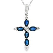 Bids.com 1.08ct Sapphire Cross Religious Pendant 10KT White Gold Pendants