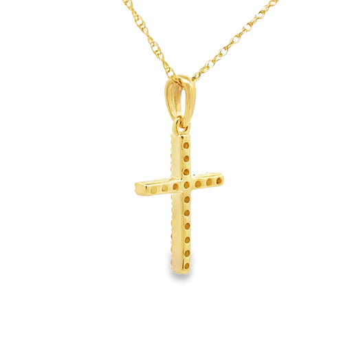 Bids.com .10ct Diamond Cross Religious Pendant 14KT Yellow Gold Pendants