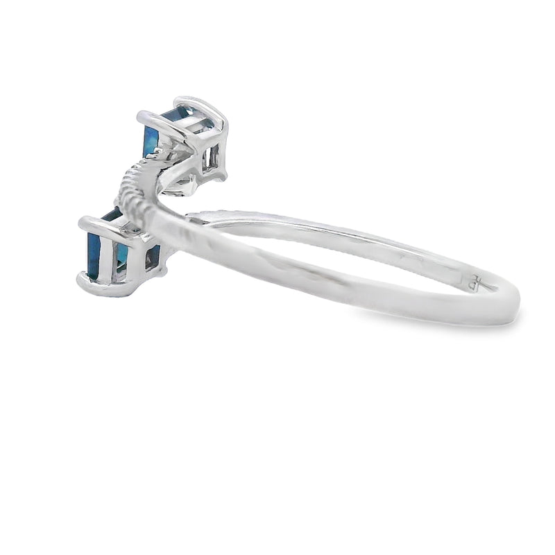 Bids.com .61ct Sapphire Diamond Ring 14KT White Gold Rings