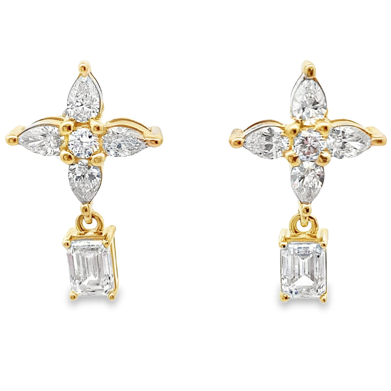 Bids.com Lab Grown Diamond Dangle Earrings 14KT Yellow Gold Earrings