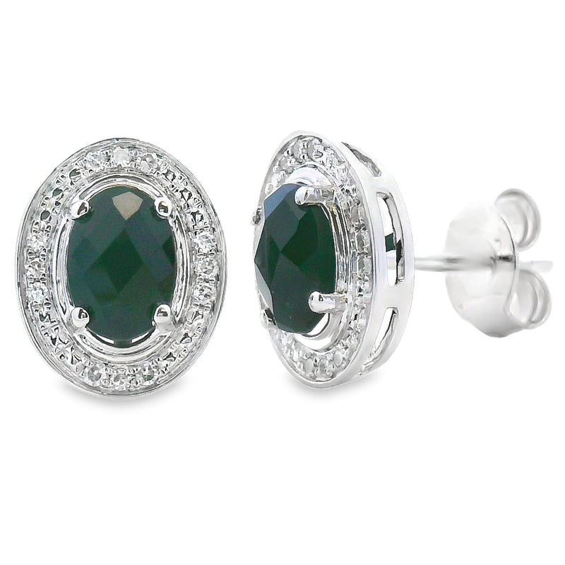 Bids.com 1.05ct Onyx Diamond Earrings 10KT White Gold Earrings