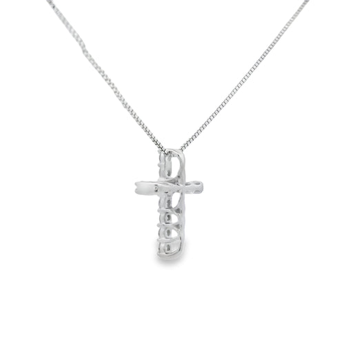 Bids.com .15ct Diamond Cross Religious Pendant 14KT White Gold Pendants