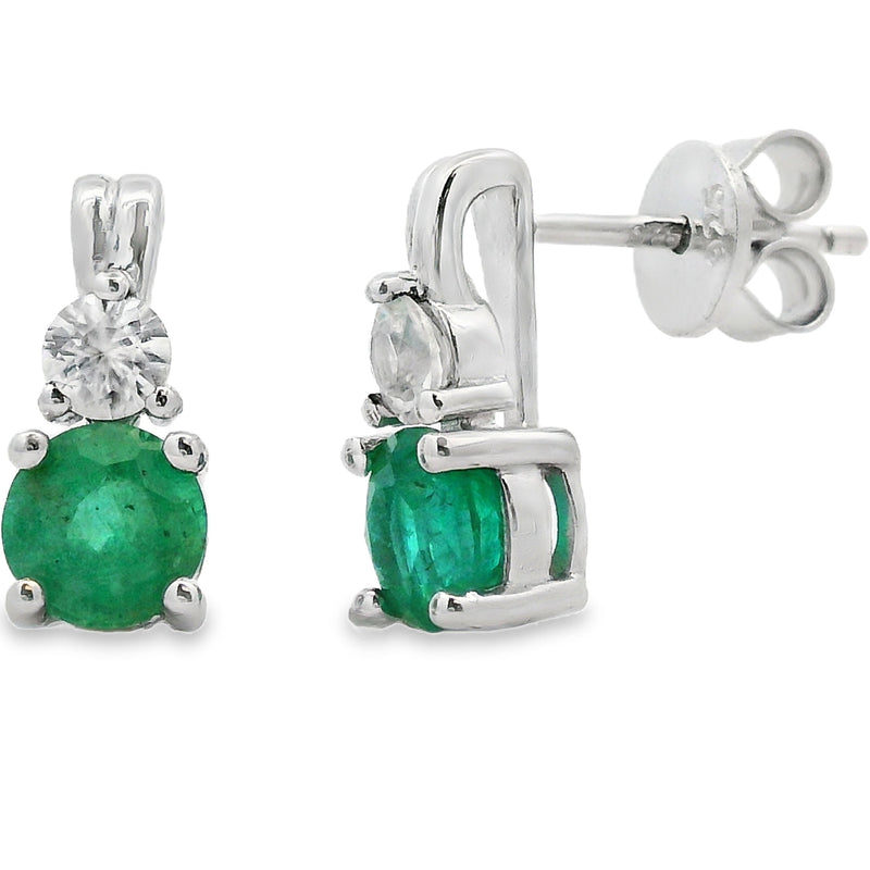 Bids.com 1.32ct Emerald Zircon Earrings Sterling Silver Earrings