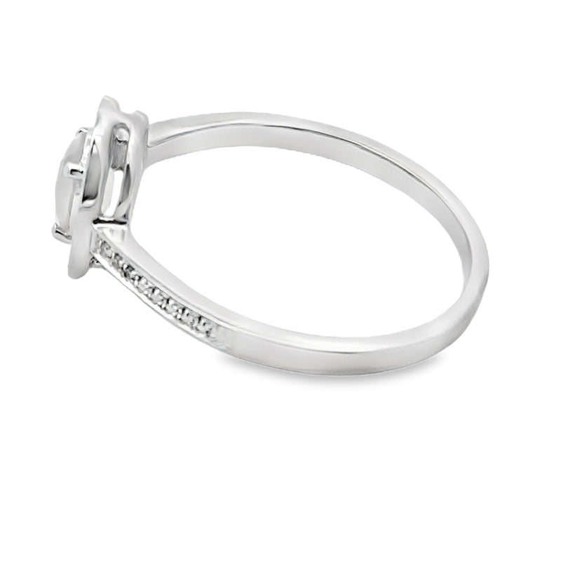 Bids.com .44ct Rose Quartz Diamond Ring 10KT White Gold Rings