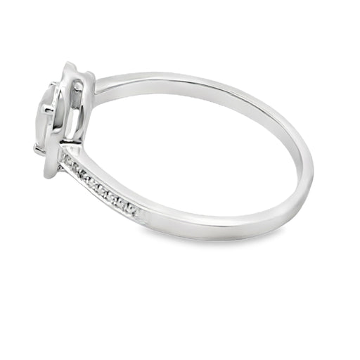 Bids.com .44ct Rose Quartz Diamond Ring 10KT White Gold Rings