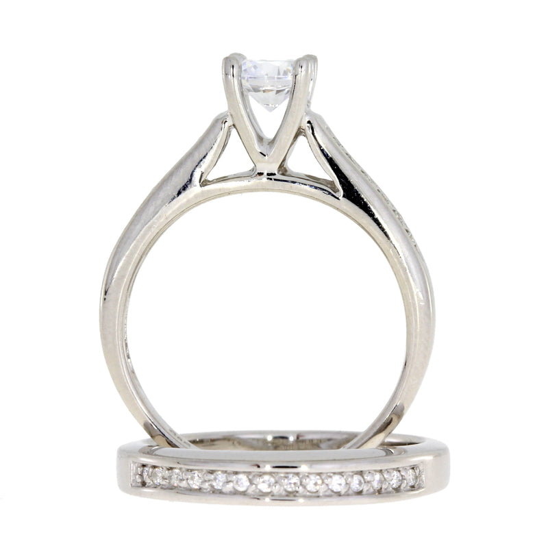 Bids.com Cubic Zirconia CZ SS Bridal Sterling Silver Rings